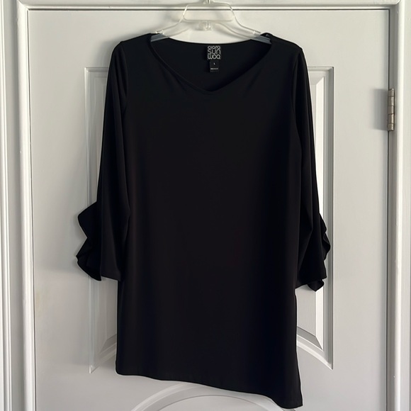 Flutter Cuff Asymmetrical Side Vent Tunic by Clara Sun Woo - Picture 1 of 9